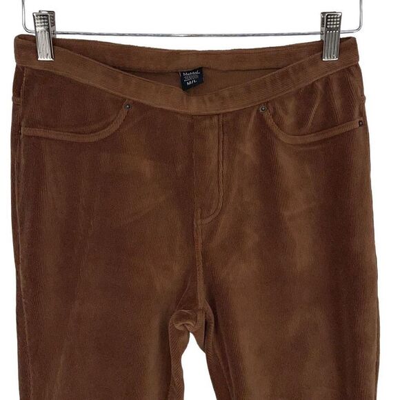 Memoi Womens Thin-Rib Slim-Cut‎ Stretch Corduroy Leggings Brown Size M/L - Picture 2 of 6